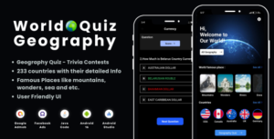 World Geography Quiz with AdMob Facebook Ads Android